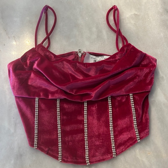 Pink Velvet Crop/Corset Top - Picture 1 of 5